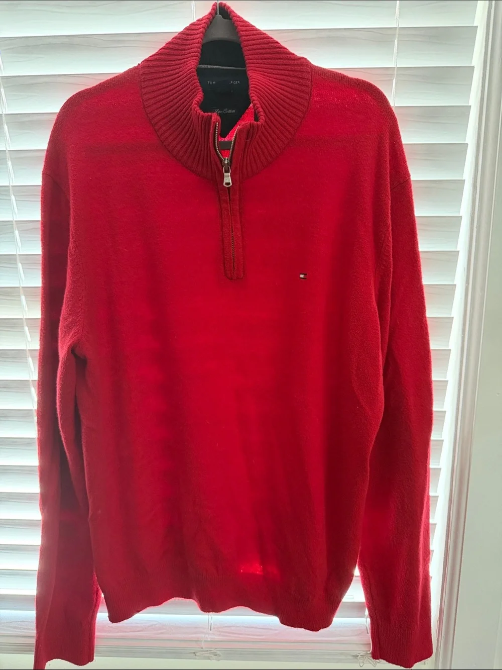 Tommy Hilfiger Men’s Red Zip-Neck Sweater